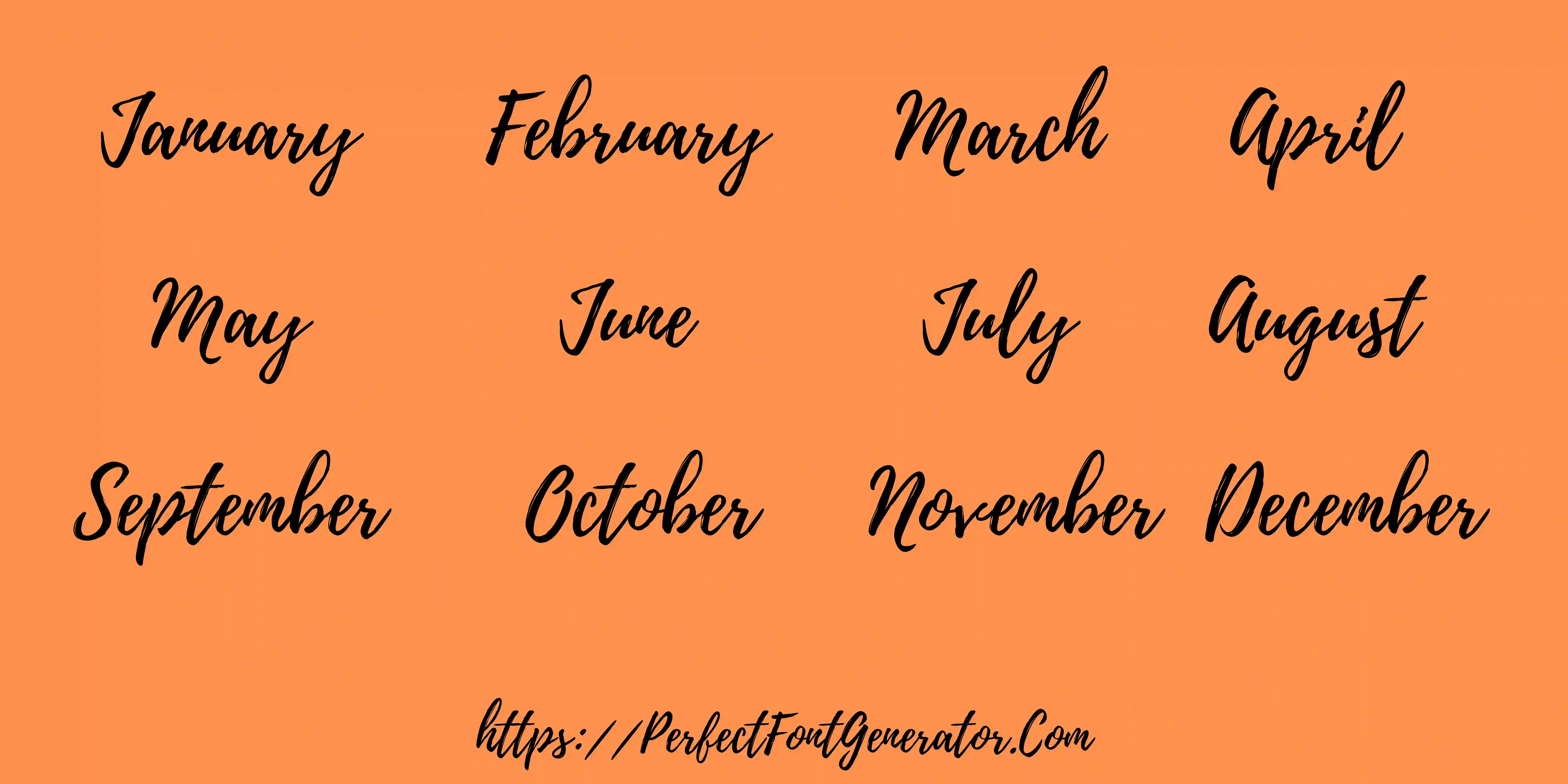 February in different fancy fonts